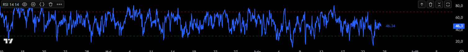 Panneau RSI avec seuils 70/30